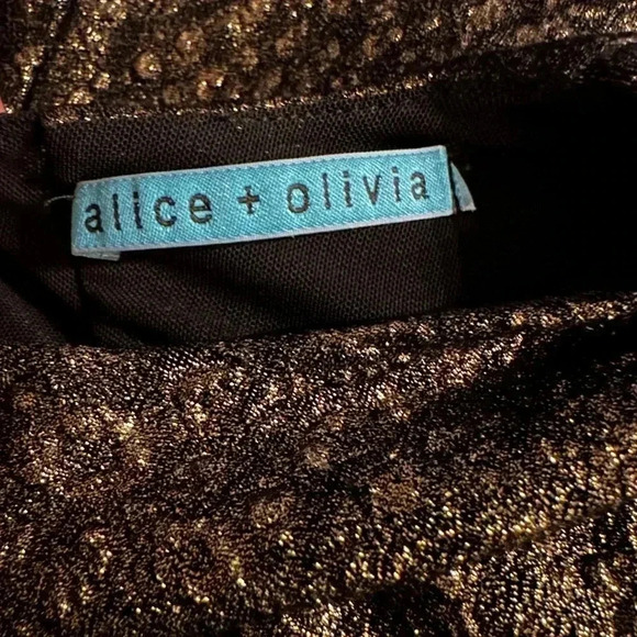 Alice + Olivia Black and Gold Metallic Long Sleeve Fitted Dress size 6 - Picture 11 of 11